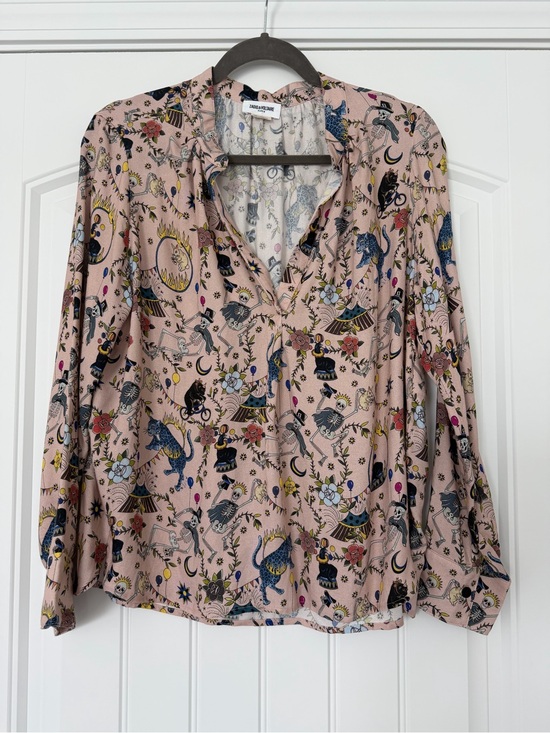 Zadig & Voltaire Tops - NWOT. Zadig & Voltaire Blush Pink Printed V-Neck Long-Sleeve Blouse